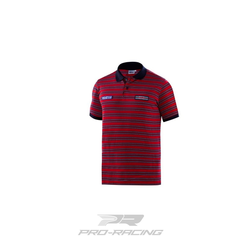 Sparco Polo Replica Striped Martini Racing DONKERBLAUW/ROOD