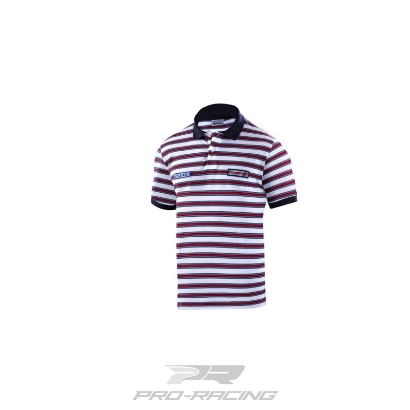 Sparco Polo Replica Striped Martini Racing DONKERBLAUW/WIT