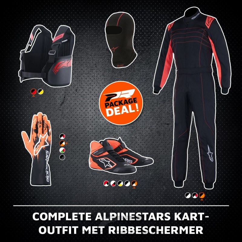 Complete Alpinestars kart-outfit met ribbeschermer