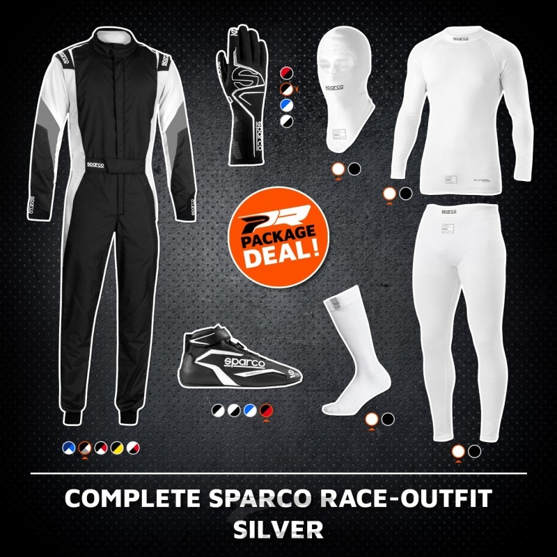 Complete Sparco race-outfit SILVER