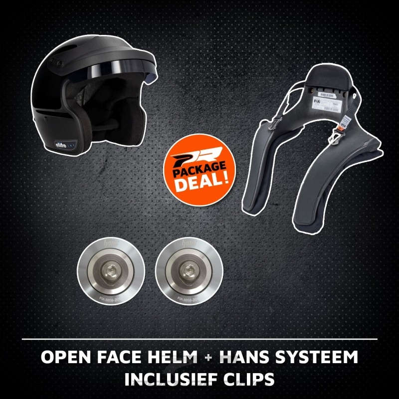 Integraalhelm + HANS systeem (incl. clips)