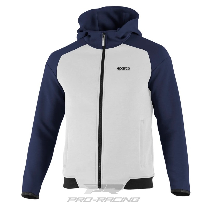 Sparco FTW Hooded Full Zip Sweatshirt WIT/DONKERBLAUW