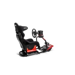 Sparco Evolve GT-R Rig I sim base with seat, steering wheel, and pedals