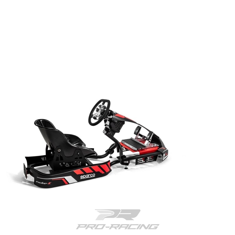 Sparco Evolve Kart Rig I sim base with seat, steering wheel, and pedals