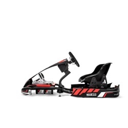 Sparco Evolve Kart Rig I sim base with seat, steering wheel, and pedals