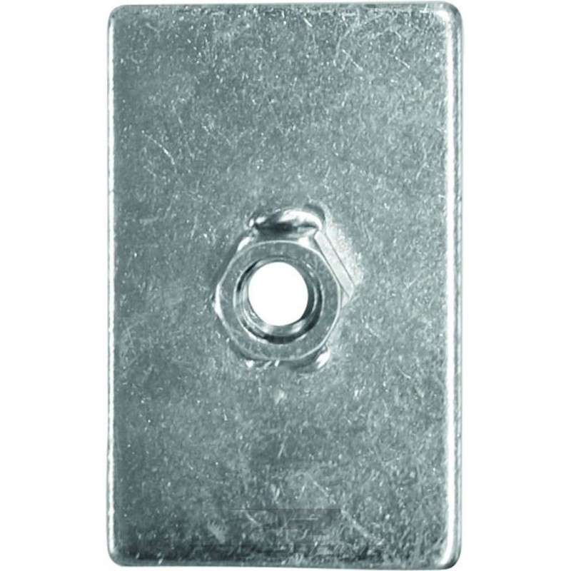 Gordel plaat 80 x 50 x 3 mm. met gelaste moer