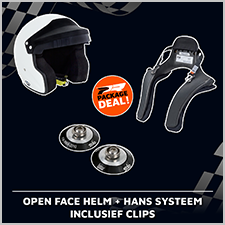 Open Face helm + HANS systeem (incl. clips)